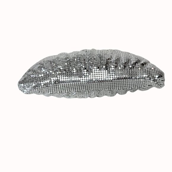 Express Silver Mesh Shoulder Bag With Chain Strap Shimmer Evening Party Clutch - Picture 6 of 16